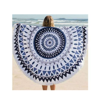 ROUND BEACH TOWEL BLUE & WHITE (ZXD212)