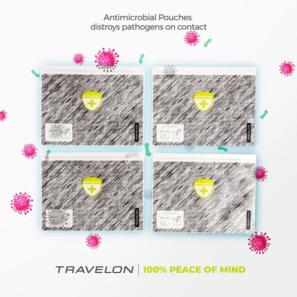 TRAVELON SET OF 4 ANTIMICROBIAL CLEAN POUCHES (43538)