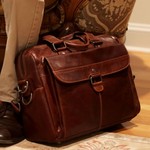 Jack Georges VOYAGER ZIPPERED BRIEFCASE WITH FRONT FLAP POCKET, BROWN (7316)