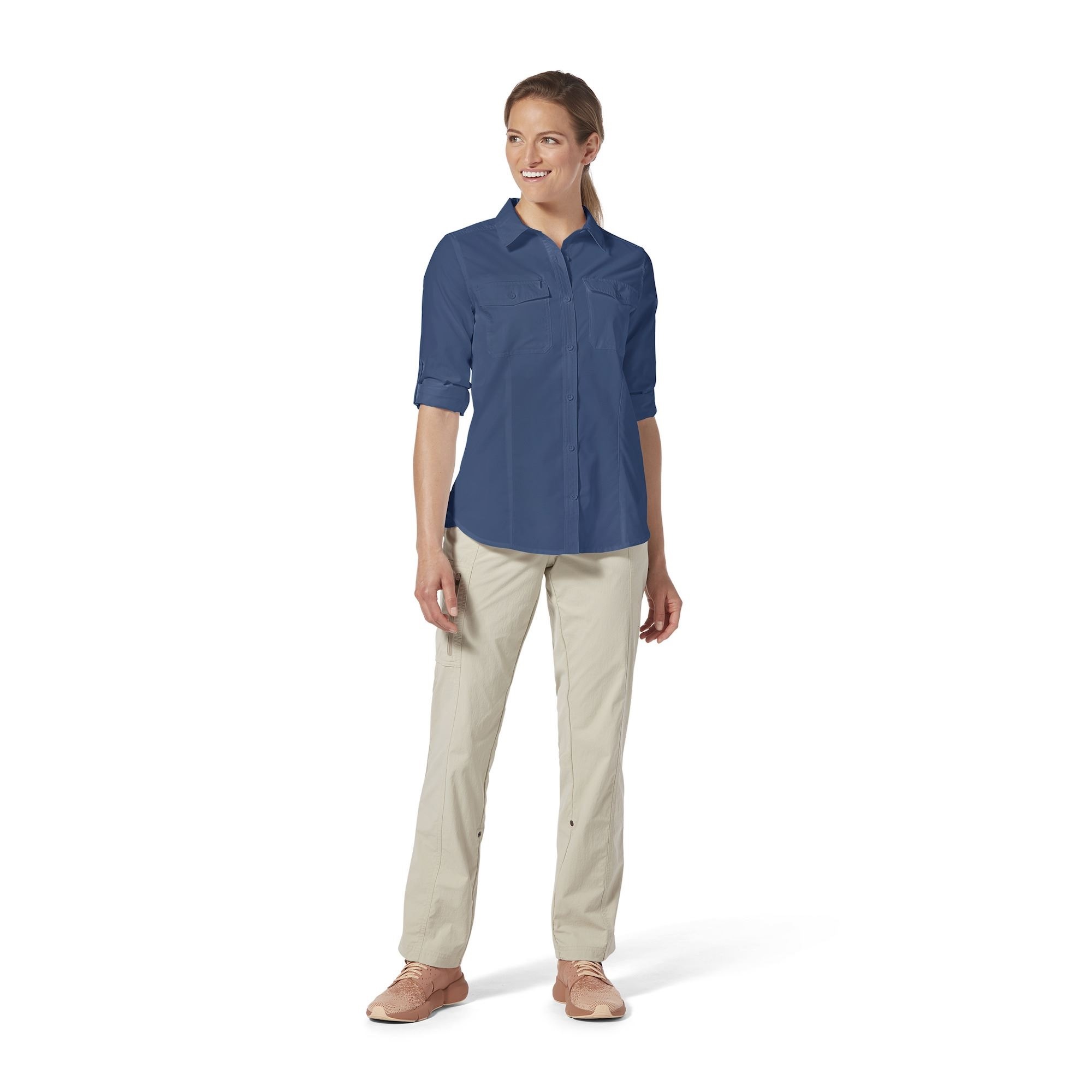 WOMEN'S EXPEDITION II 3/4 SLEEVE, NAVY MIRAMAR PRINT (Y322024-411) - Urban  Traveller