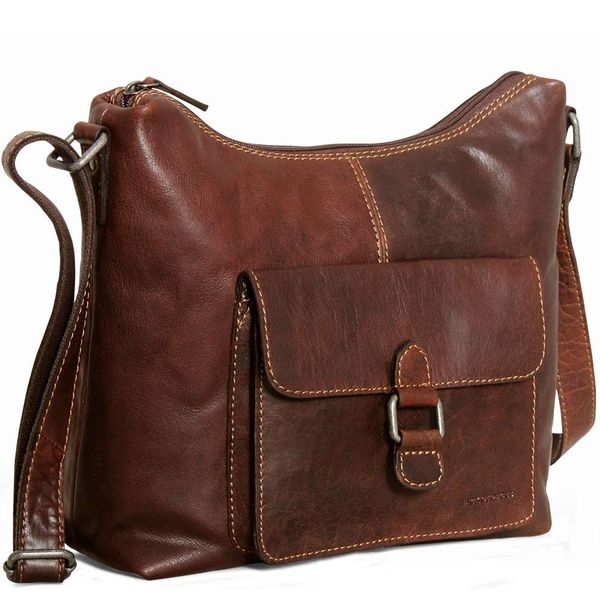 Jack Georges VOYAGER FLAP POCKET HOBO BAG, BROWN (7614)