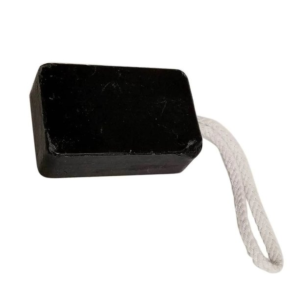 MOROCCAN BLACK VOLCANIC SOAP ON A ROPE (505021)