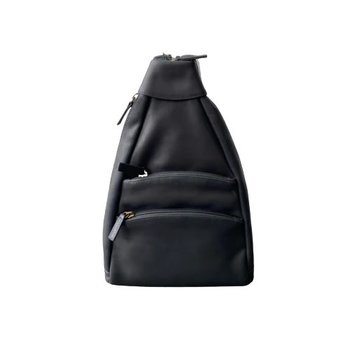 DEREK ALEXANDER FLASH BACK LEATHER TEAR DROP BACKPACK W/ SIDE OPENING (FB-2176) BLACK