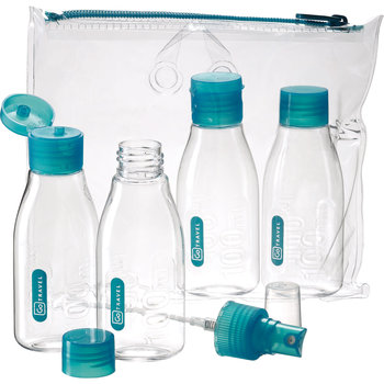 Travelon 1-Quart Zip-top Bag with Bottles, Clear, 8.5 x 7 x 1.75