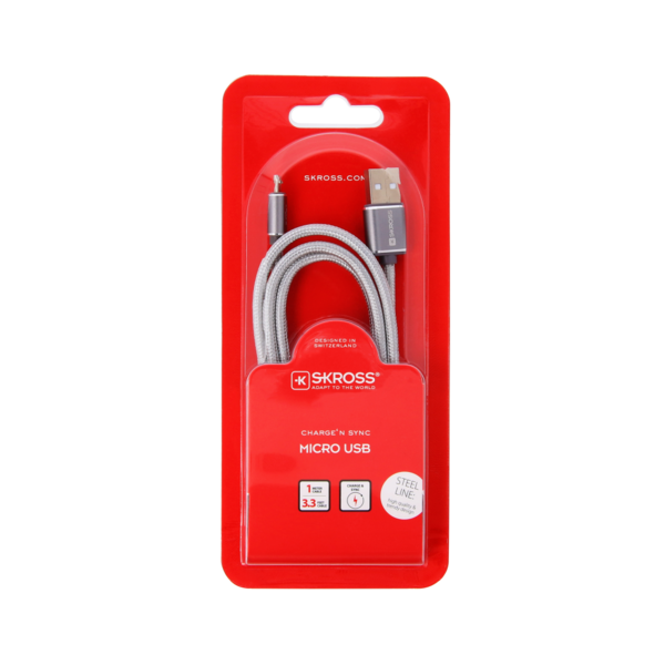 SKROSS CHARGE'N SYNC MICRO USB STEEL CHARGING CABLES (2.700240)