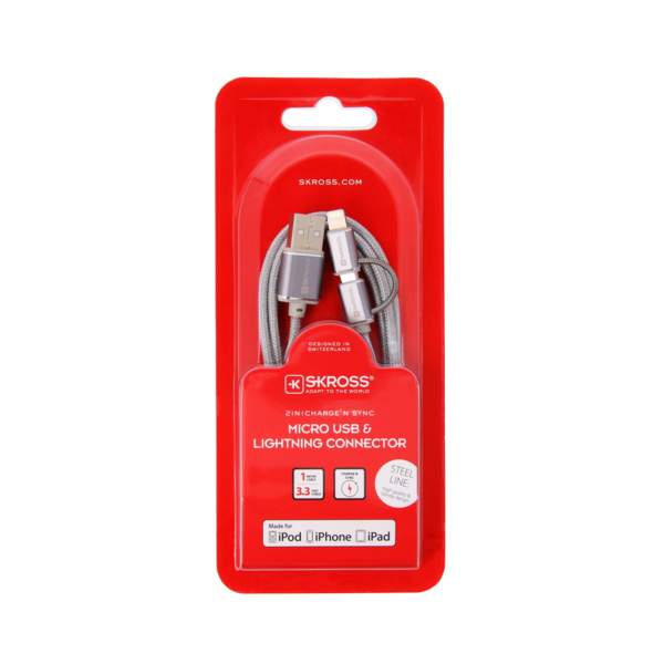 SKROSS CHARGE'N SYNC MICRO USB & LIGHTNING CHARGING CABLES (2.700241)