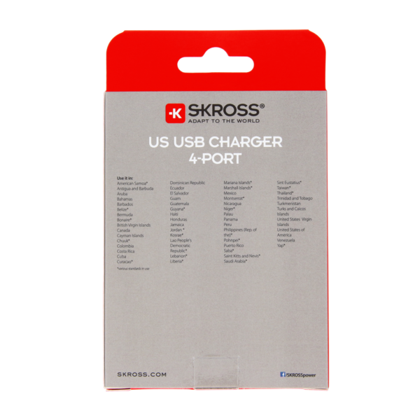 SKROSS US USB CHARGER 4 PORT (2.800100)