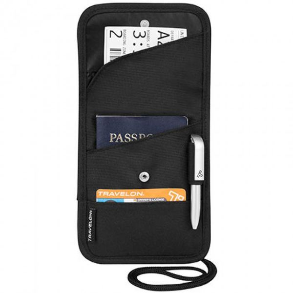 TRAVELON ID AND BOARDING PASS HOLDER W/SNAP CLOSURE BLACK (42764)