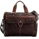 Jack Georges VOYAGER ZIPPERED BRIEFCASE WITH FRONT FLAP POCKET, BROWN (7316)