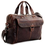 Jack Georges VOYAGER ZIPPERED BRIEFCASE WITH FRONT FLAP POCKET, BROWN (7316)