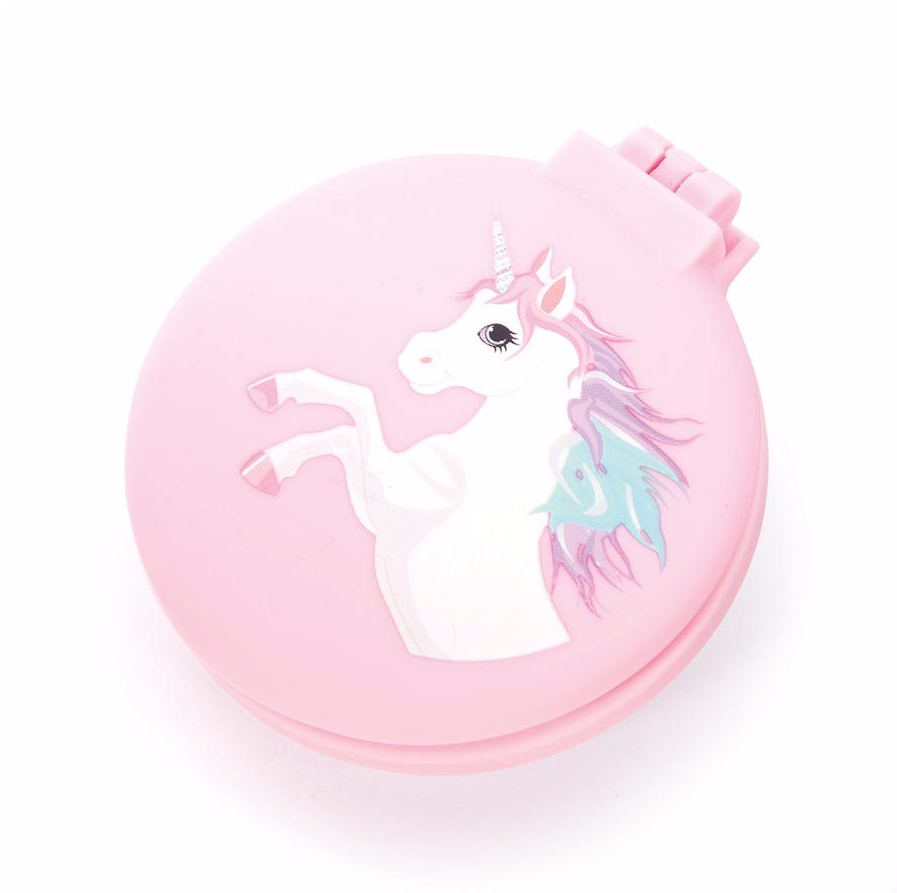 ISAlbi Compact Hairbrush & Mirror - Unicorn