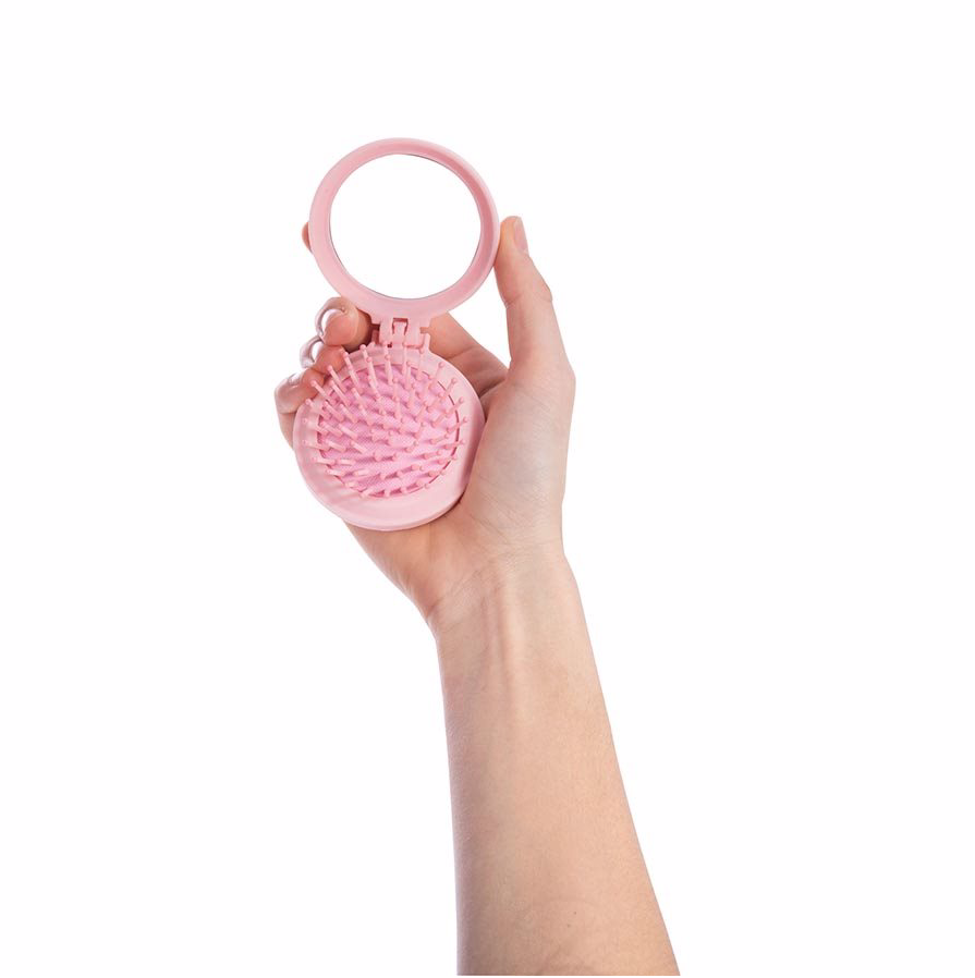ISAlbi Compact Hairbrush & Mirror - Unicorn