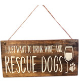 Badgers Workshop Wooden Sign - Wine & Dogs - Natural