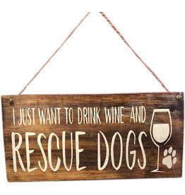 Badgers Workshop Wooden Sign - Wine & Dogs - Natural
