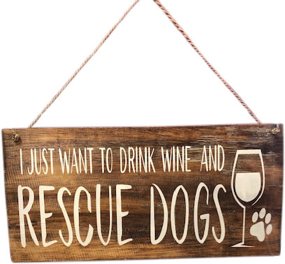 Badgers Workshop Wooden Sign - Wine & Dogs - Natural