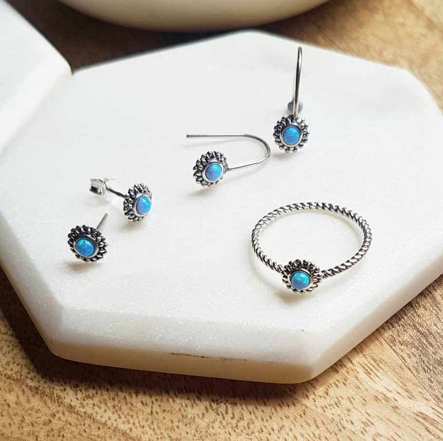 Opal and Sterling Silver Stud Earrings