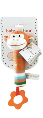 Plush Squeaker -  Orange Monkey
