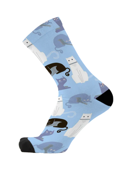 Red Fox Sox Bamboo Socks - Blue Kitty Cats