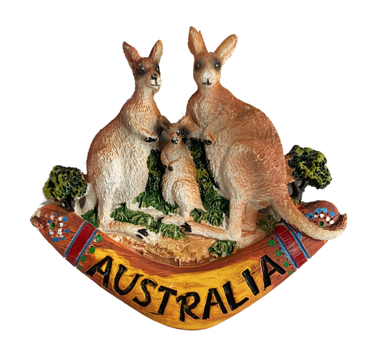 I Heart Aus Fridge Magnet - Kangaroo Family