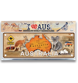I Heart Aus Car Plate - Map