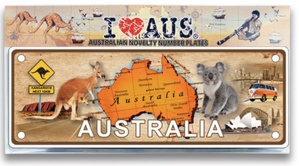 I Heart Aus Car Plate - Map