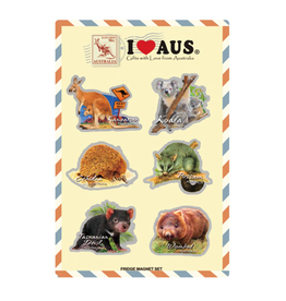 I Heart Aus Fridge Magnet - Set 6 Animals