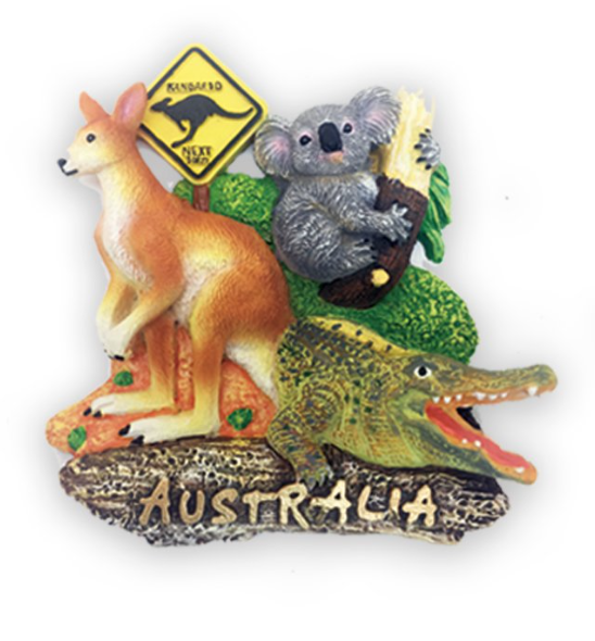 I Heart Aus Fridge Magnet - Kangaroo Koala Croc