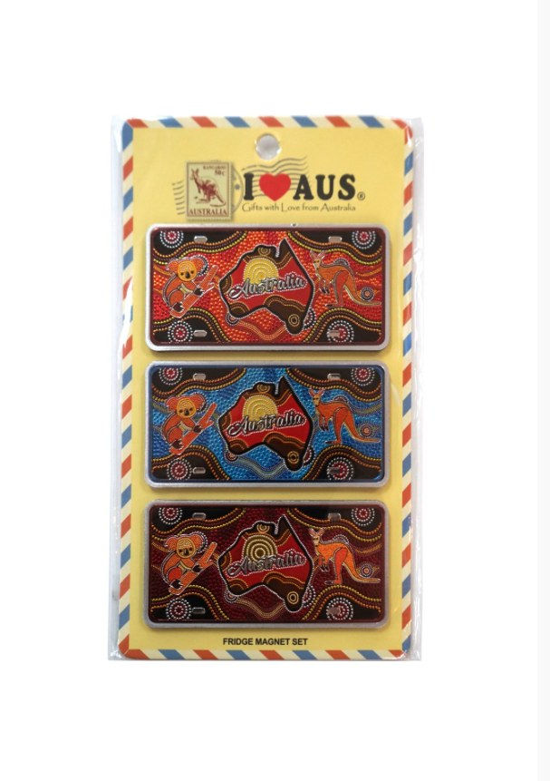 I Heart Aus Fridge Magnet - Car Plate Set Of 3