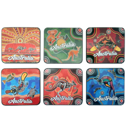 I Love Aus Boxed Coasters - Indigenous Colourful Matt