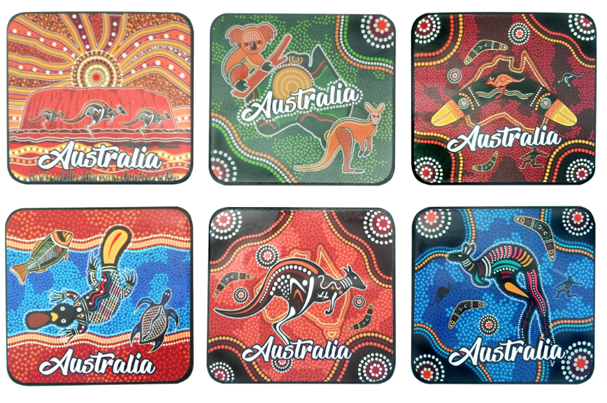 I Love Aus Boxed Coasters - Indigenous Colourful Matt