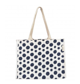 Craft Studio Small Beach Bag - White/Navy  Dot