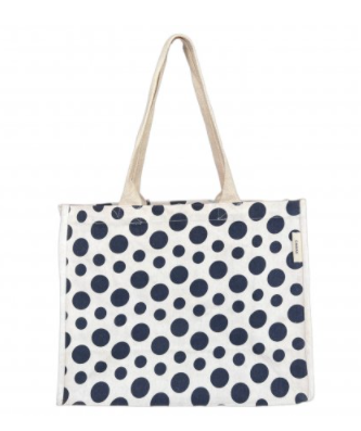 Craft Studio Small Beach Bag -  White/Navy  Dot