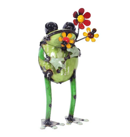 Think Outside Standing Frog With Flowers