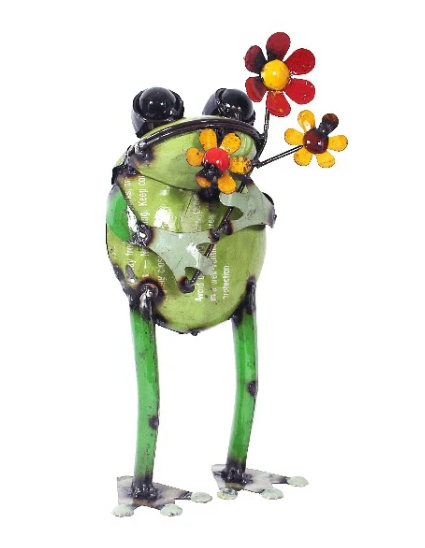 Think Outside Standing Frog With Flowers
