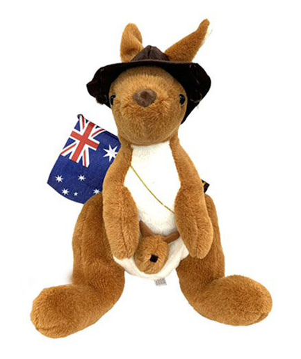 I Heart Aus Plush Kangaroo With Flag and Hat - Small