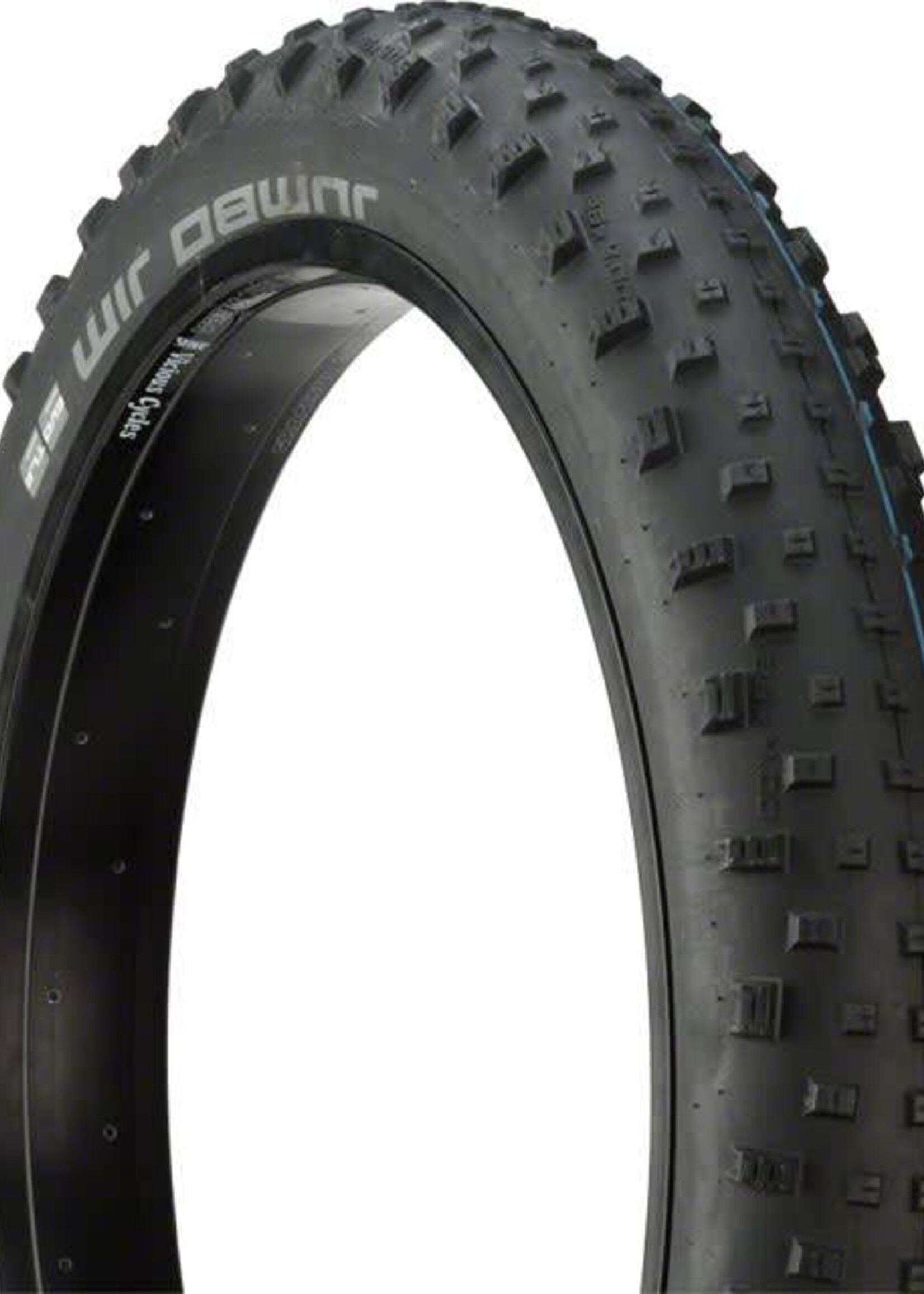 Schwalbe Schwalbe Jumbo Jim SnakeSkin Tubeless Easy Tire, 26 x 4.0 EVO Folding Bead Black with Addix SpeedGrip Compound