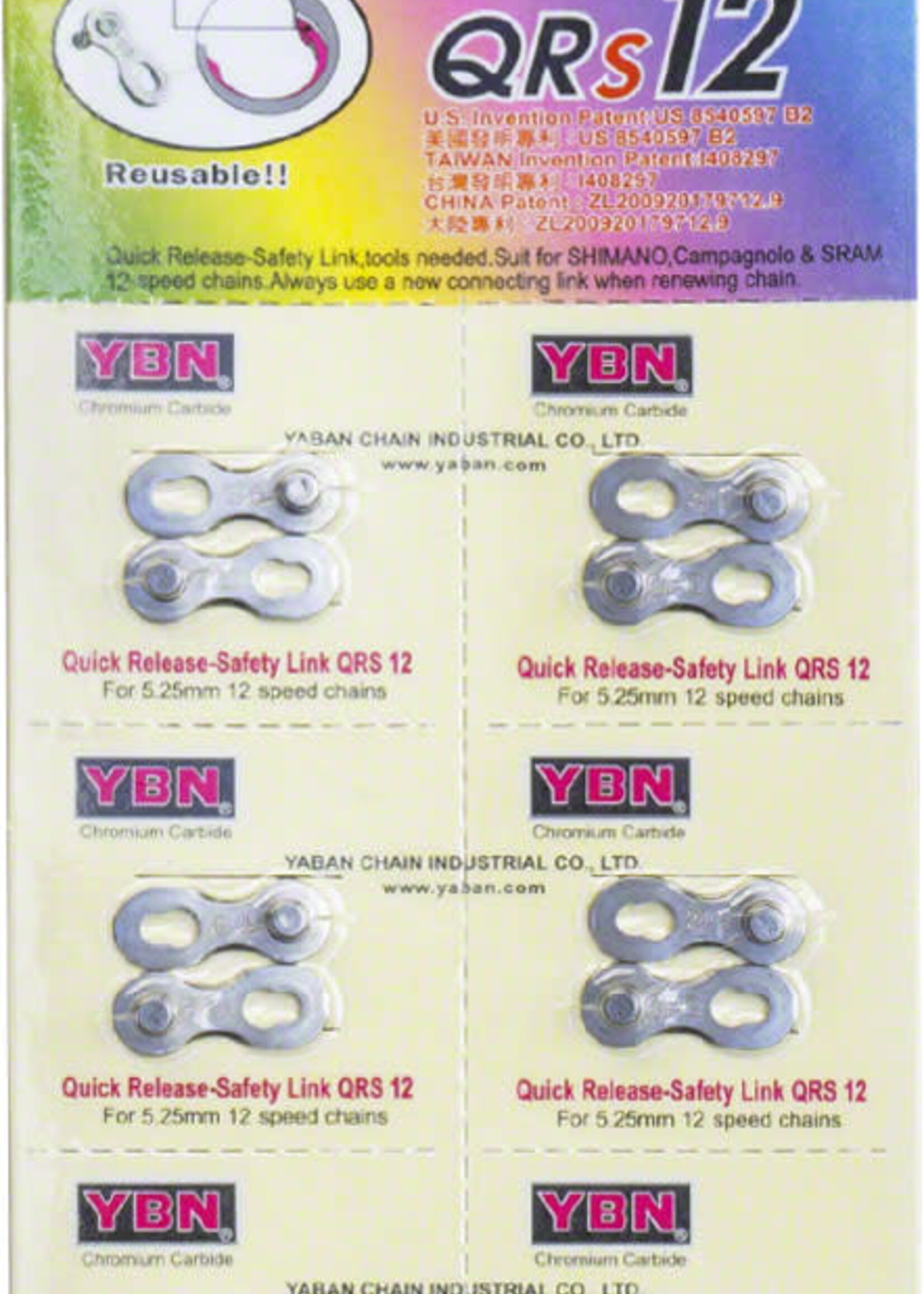YBN YBN 12-Speed QRS Quick Link Card Of Six