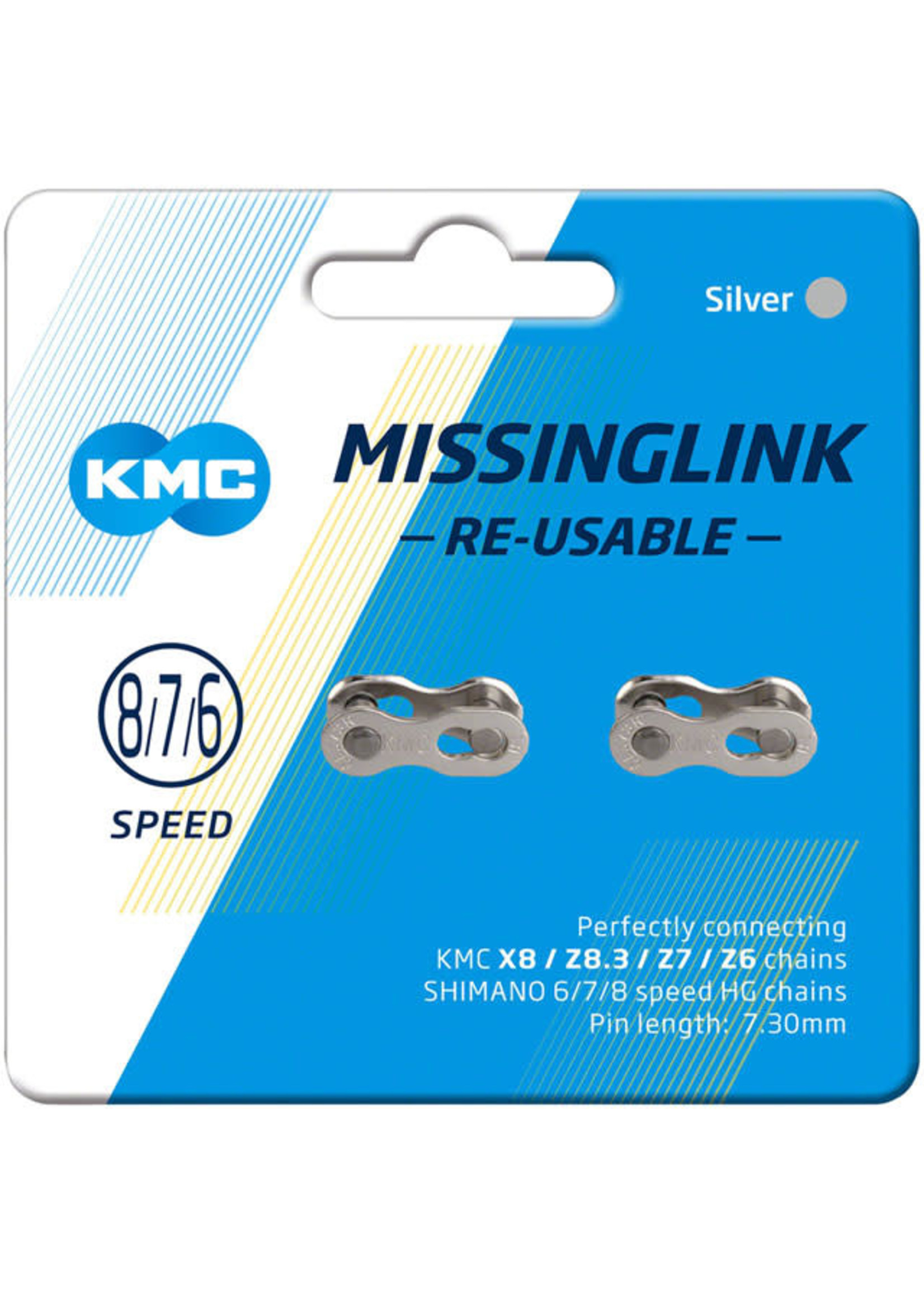 KMC Missing Link Reusable Chain Link Card of 2, Silver 6/7/8 Spd