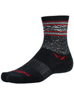 Swiftwick Swiftwick Vision Five Flurry Socks - 5 inch, Charcoal/Red, Medium