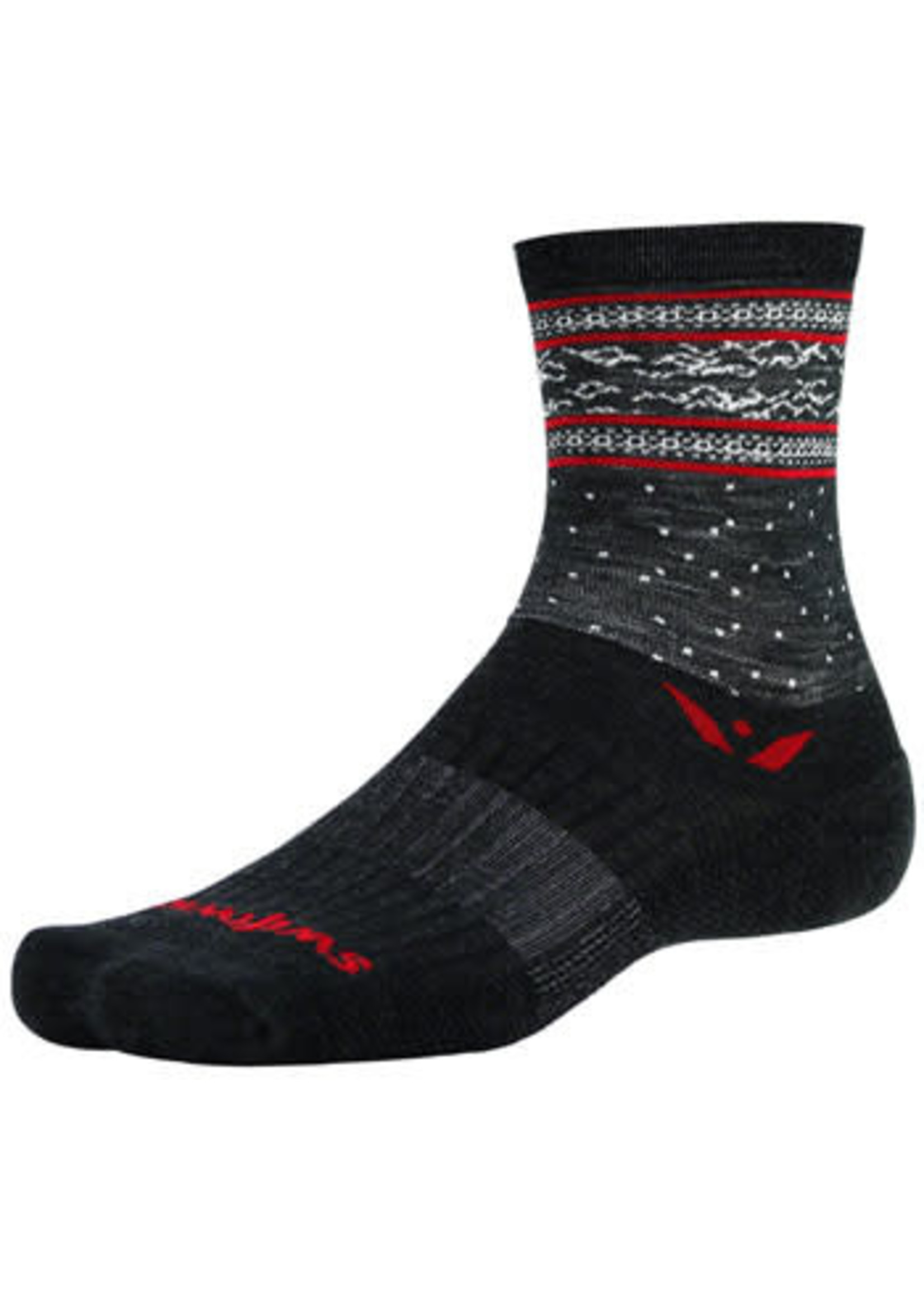 Swiftwick Swiftwick Vision Five Flurry Socks - 5 inch, Charcoal/Red, Medium