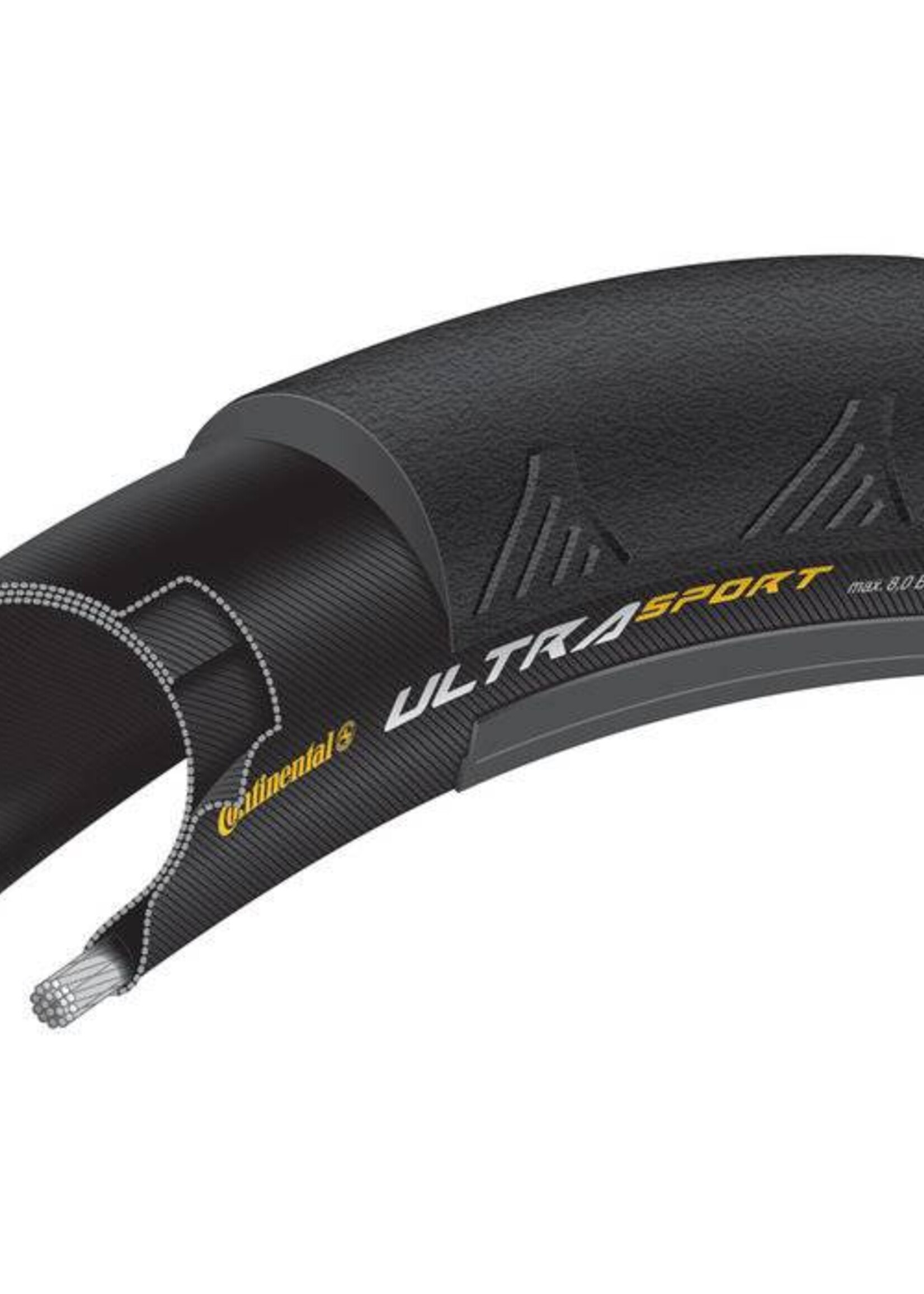 Continental Continental Ultra Sport II Tire 27x1-1/8 Steel Bead Black