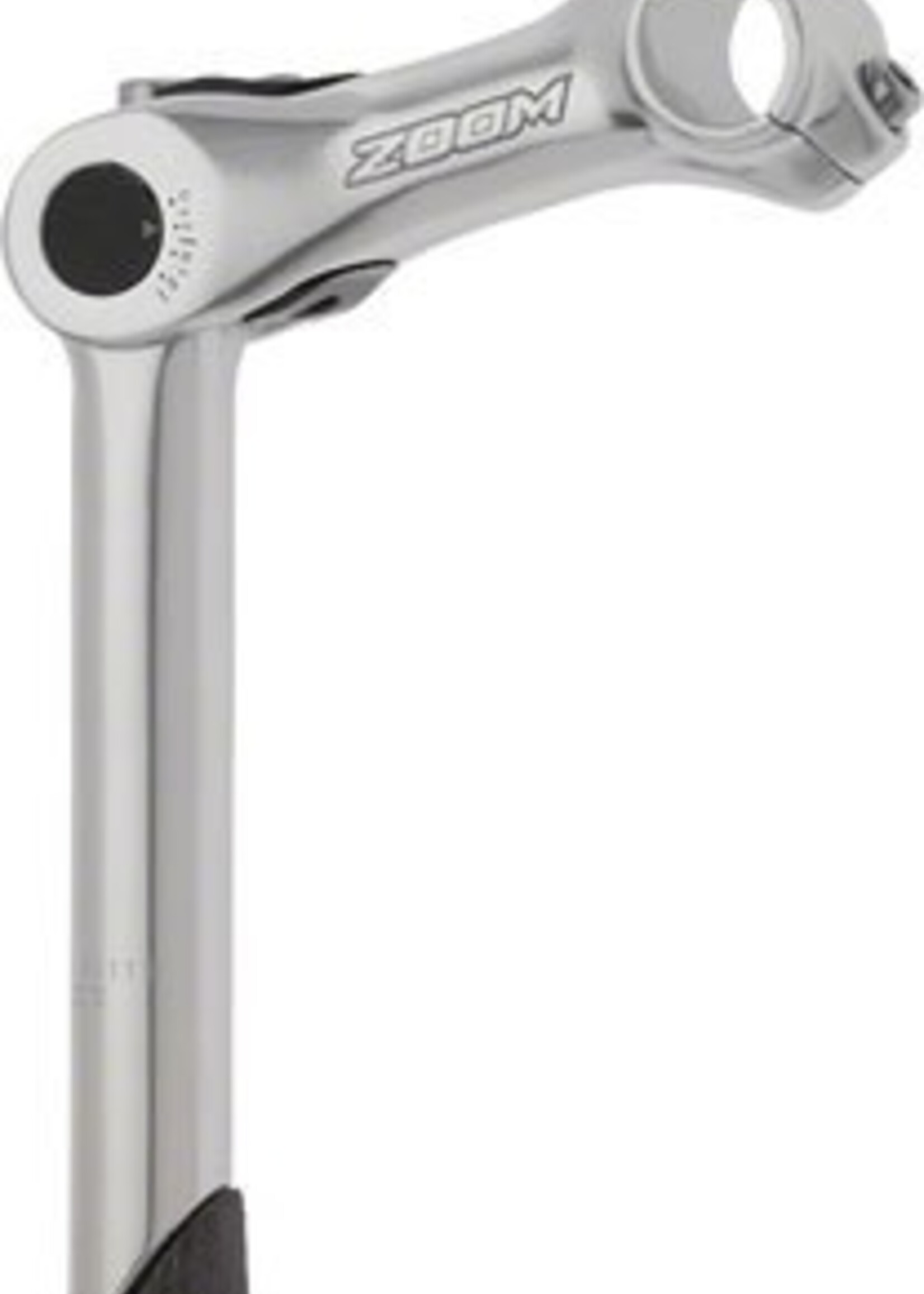 Zoom Quick Comfort Adjustable Stem Quill: 25.4mm Bar Clamp, 120mm Length, 80-150 degrees for 1-1/8" Steerer-tube, Silver