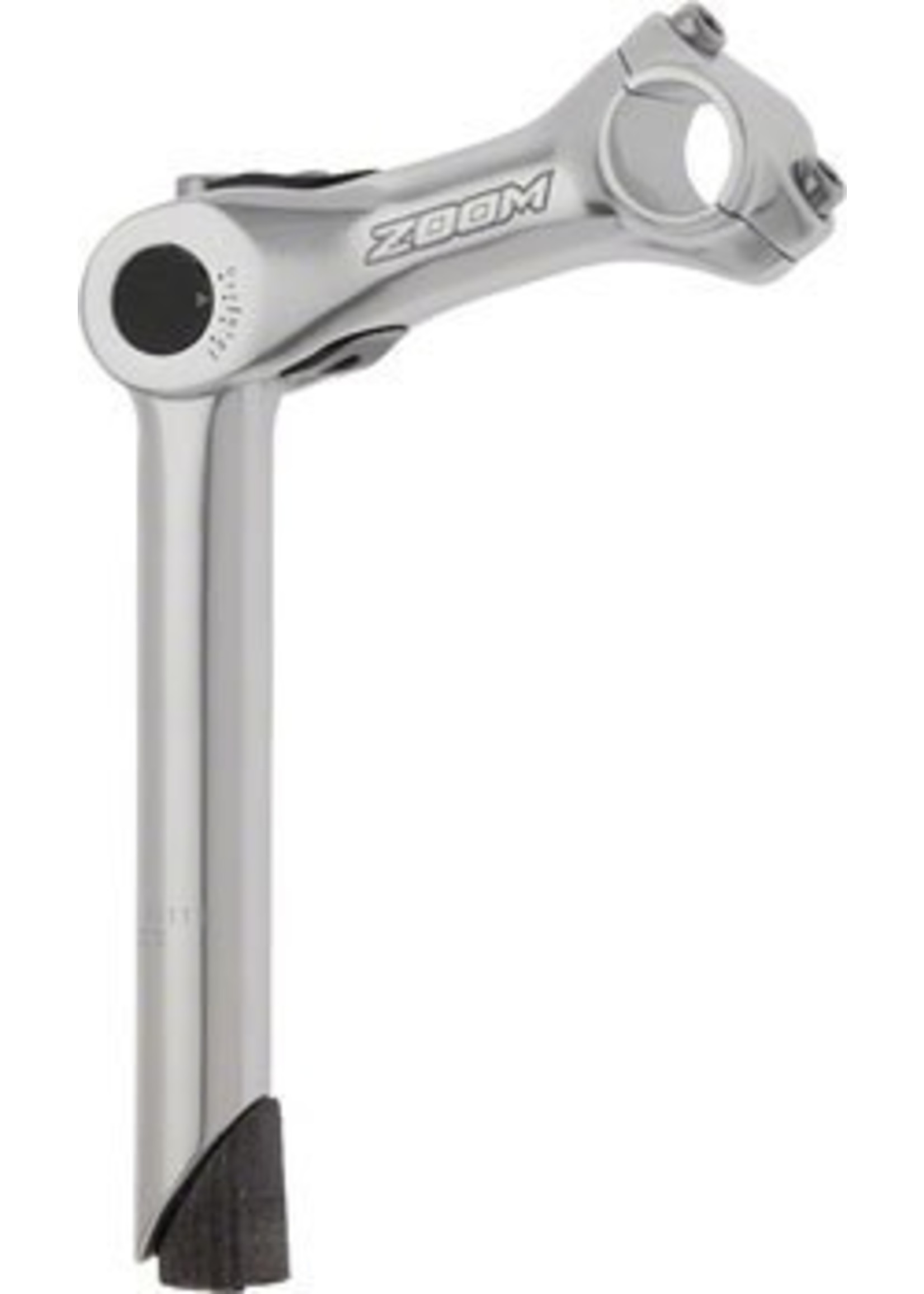 Zoom Quick Comfort Adjustable Stem Quill: 25.4mm Bar Clamp, 120mm Length, 80-150 degrees for 1-1/8" Steerer-tube, Silver