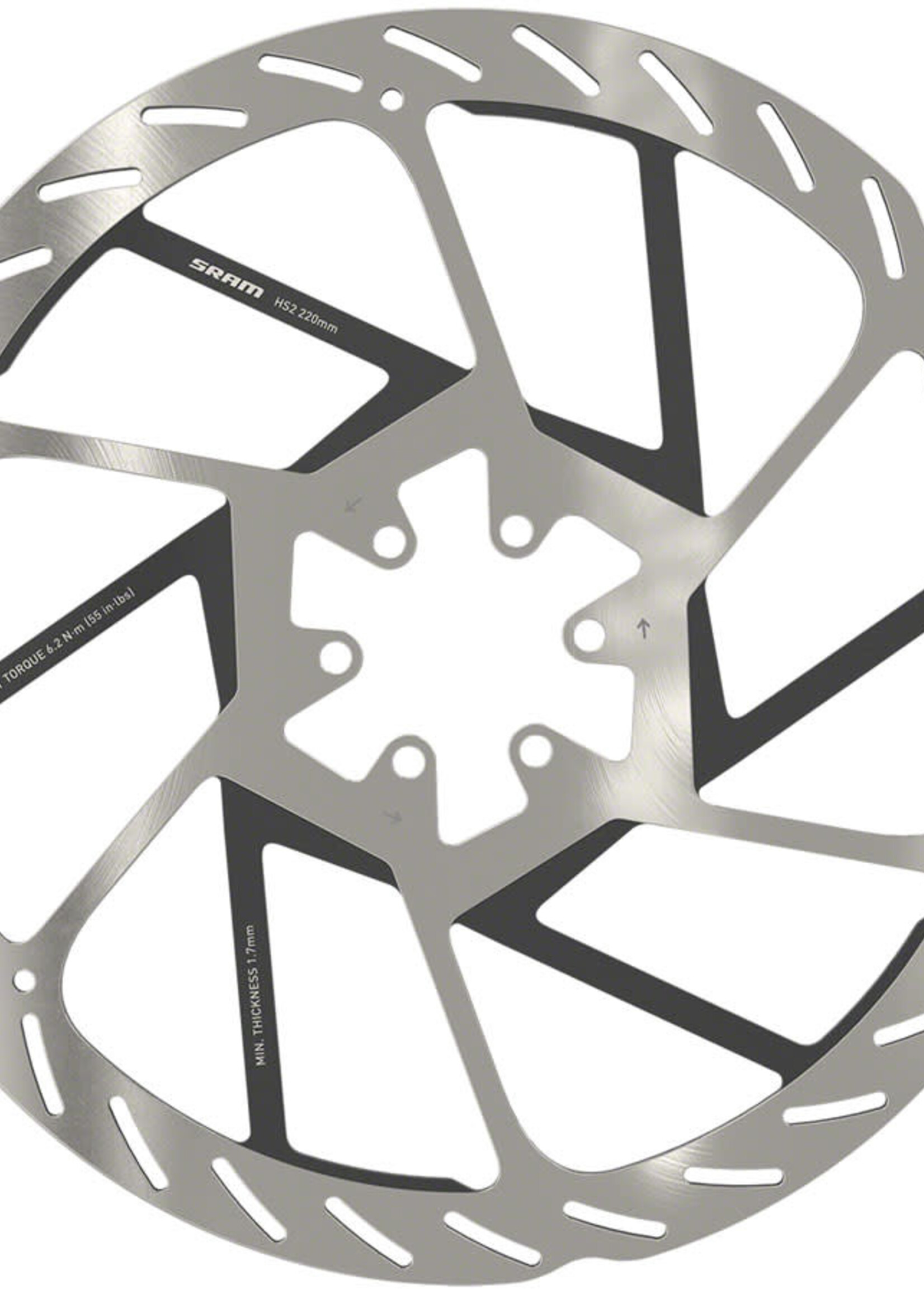SRAM SRAM HS2 Disc Brake Rotor - 220mm 6-Bolt Rounded Silver/Black