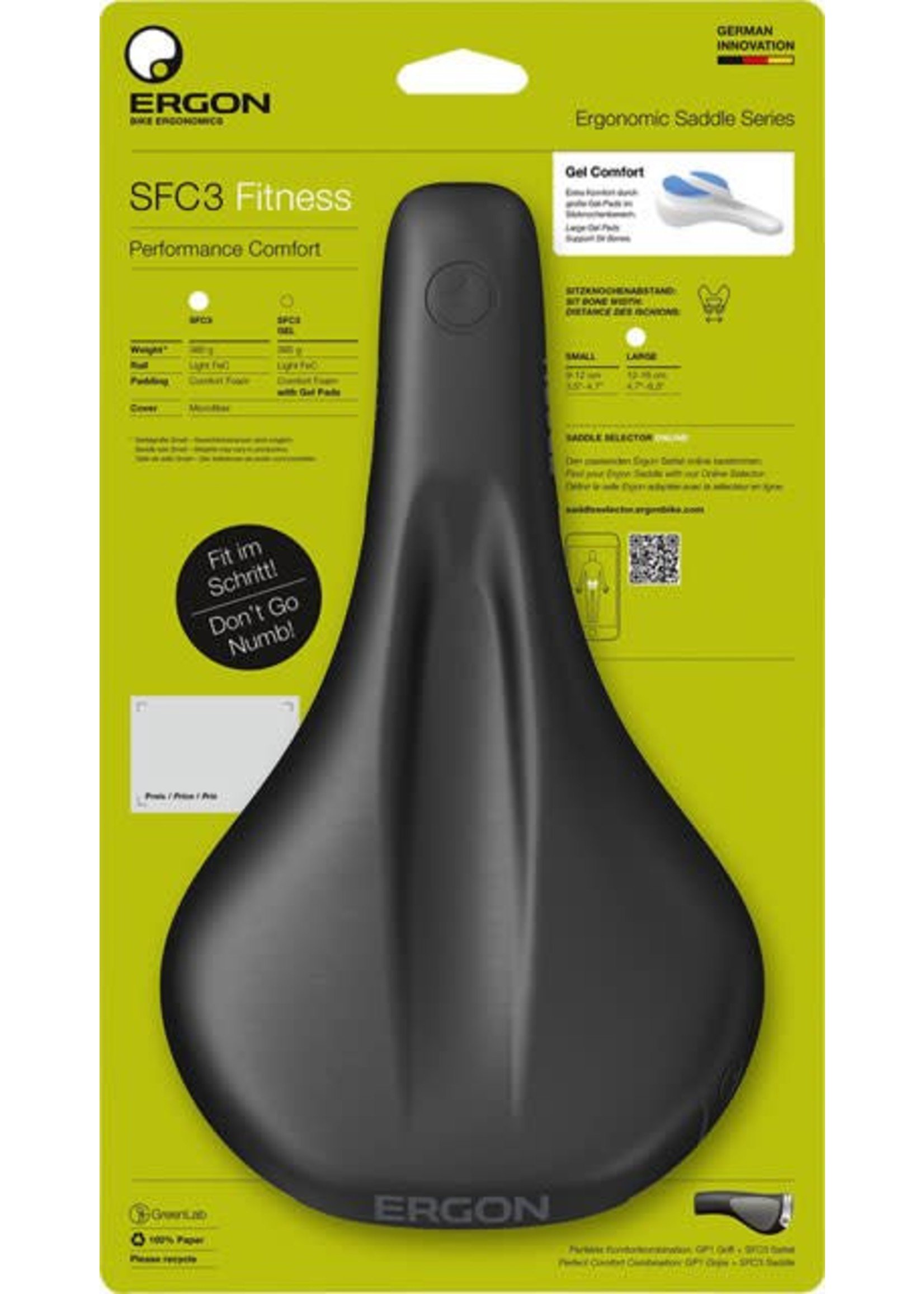 Ergon Ergon SFC3-S Fitness Saddle: Small, Black