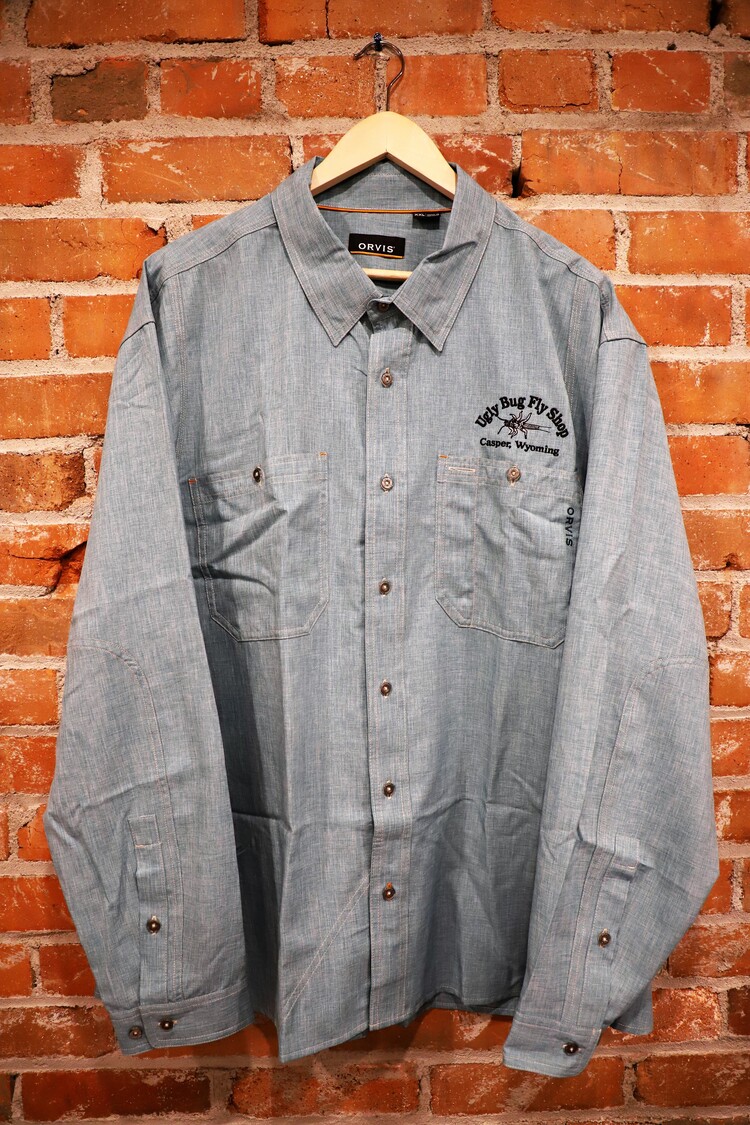 Ugly Bug Fly Shop ORVIS TECH CHAMBRAY LS WORK SHIRT UGLY BUG LOGO