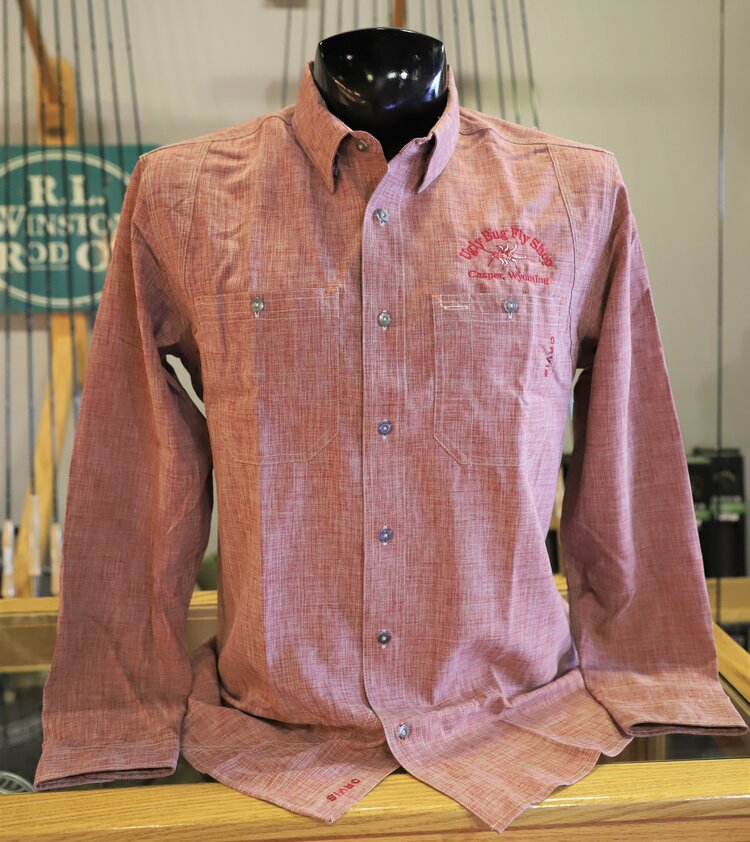 Ugly Bug Fly Shop ORVIS TECH CHAMBRAY LS WORK SHIRT UGLY BUG LOGO