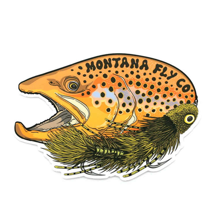 Montana Fly Company MFC SIGNATURE STICKER- BROWN AND DUNGEON (5IN X 3.5)