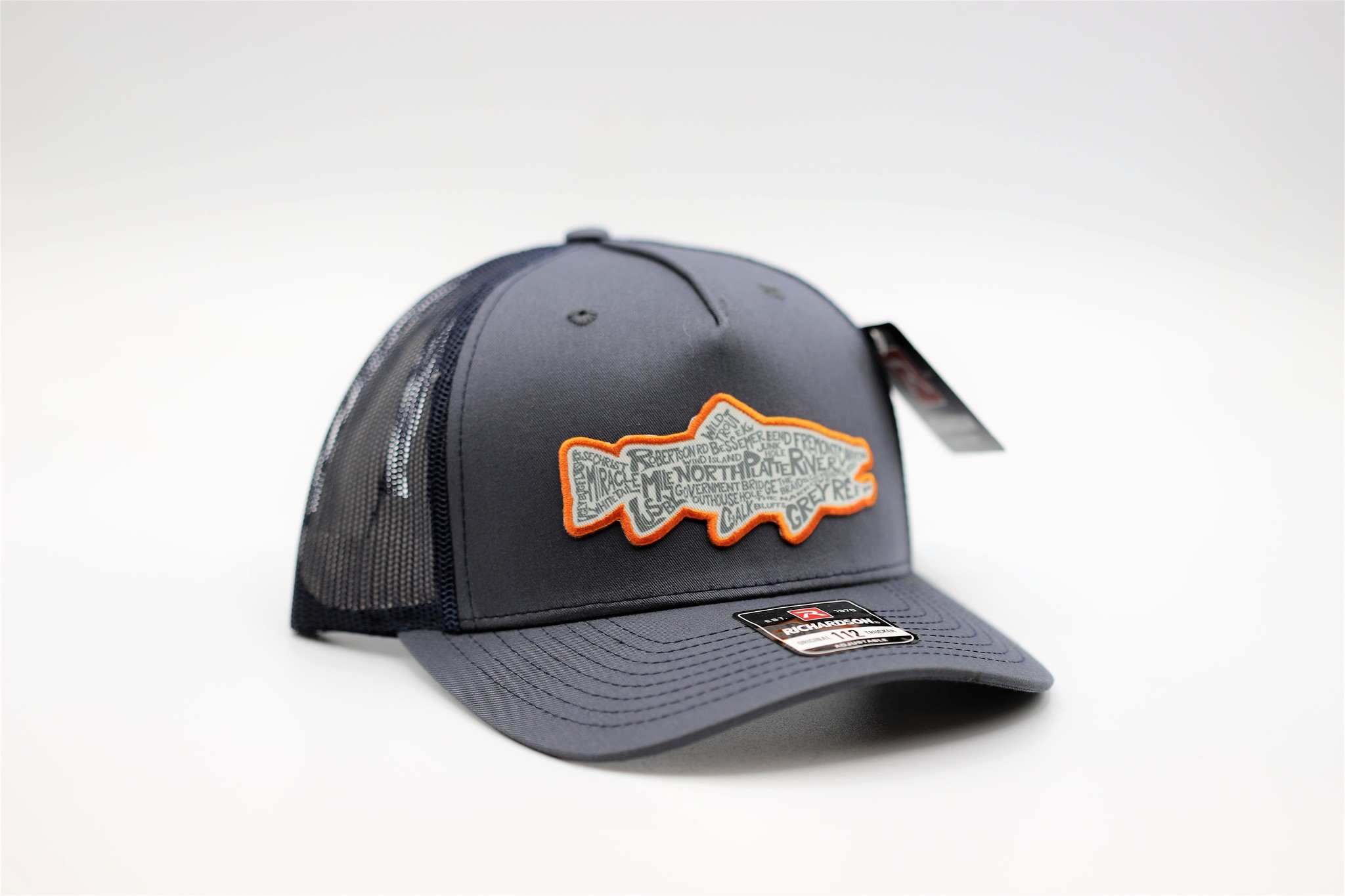All About Trout Hat - Navy with Orange/Black Patch