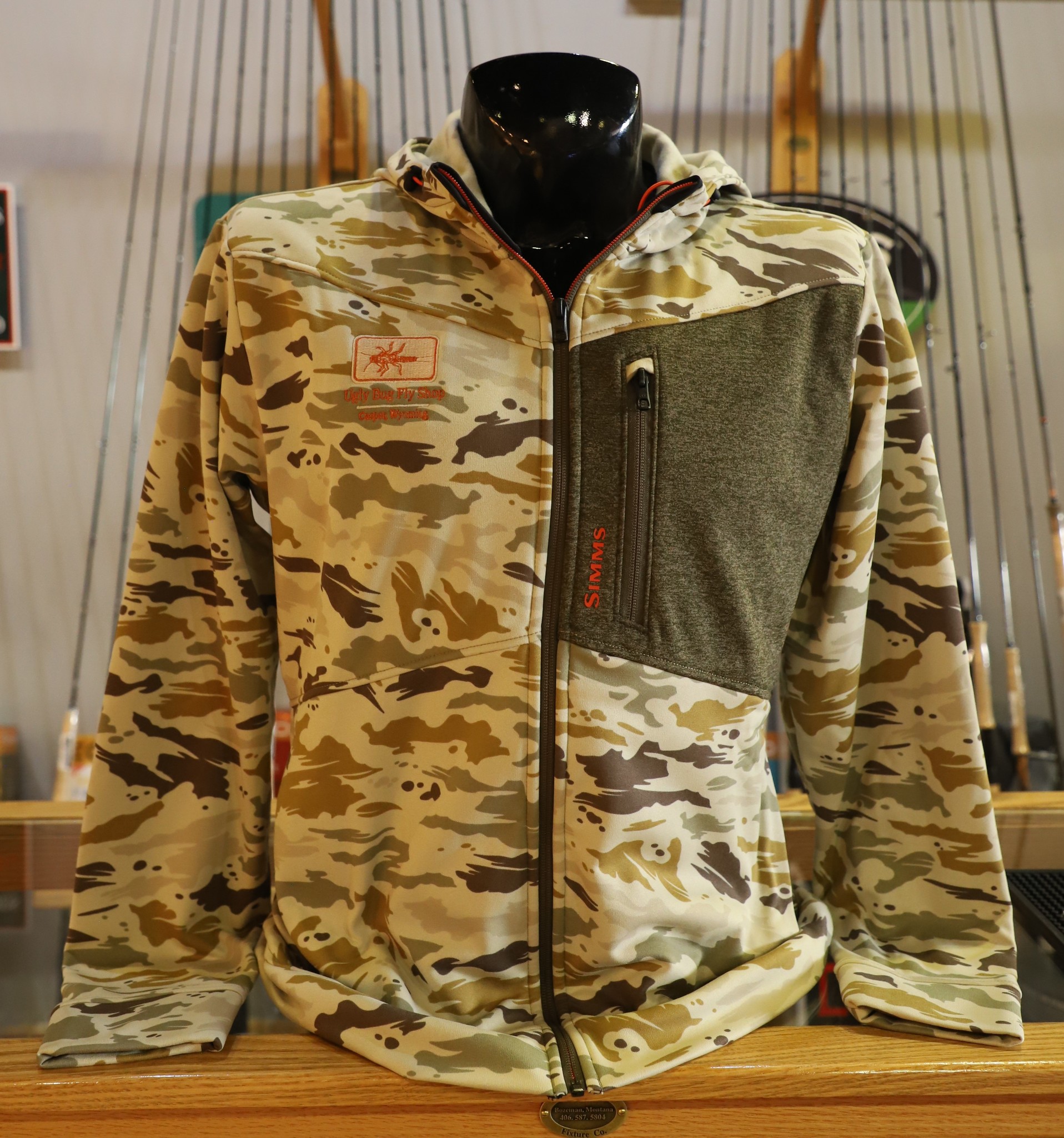 SIMMS CX HOODY WITH UGLY BUG LOGO FULL ZIP GHOST CAMO